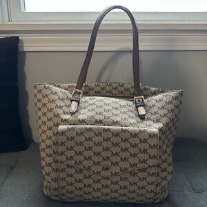 Michael Kors Tan and Brown Logo Tote